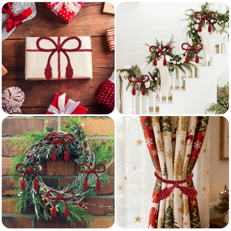 Celltestria 12pcs 20 Inches Christmas Garland Ties, Reusable and Flexible Xmas Garlands Wreath Twist Tie for Banister Railing Stairs Tree Home Holiday Decoration Craft Wrapping(Burgundy) - Image 3